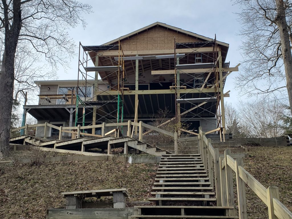 Northern Neck Porch Addition being built walking up from river