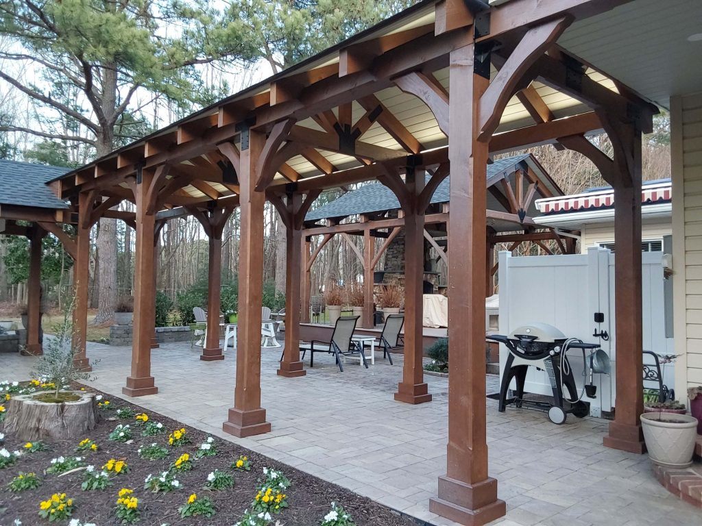 Outdoor breezeway with patio in background