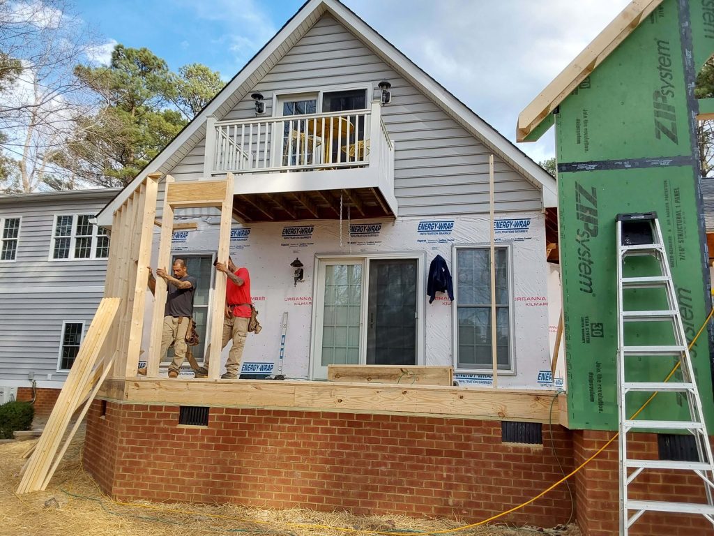 Framing for Master Bedroom Addition in Northern Neck with crew