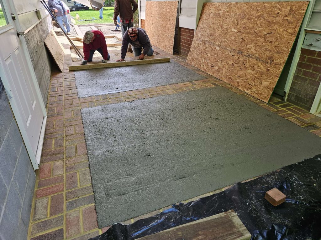 Cement leveling for breezeway