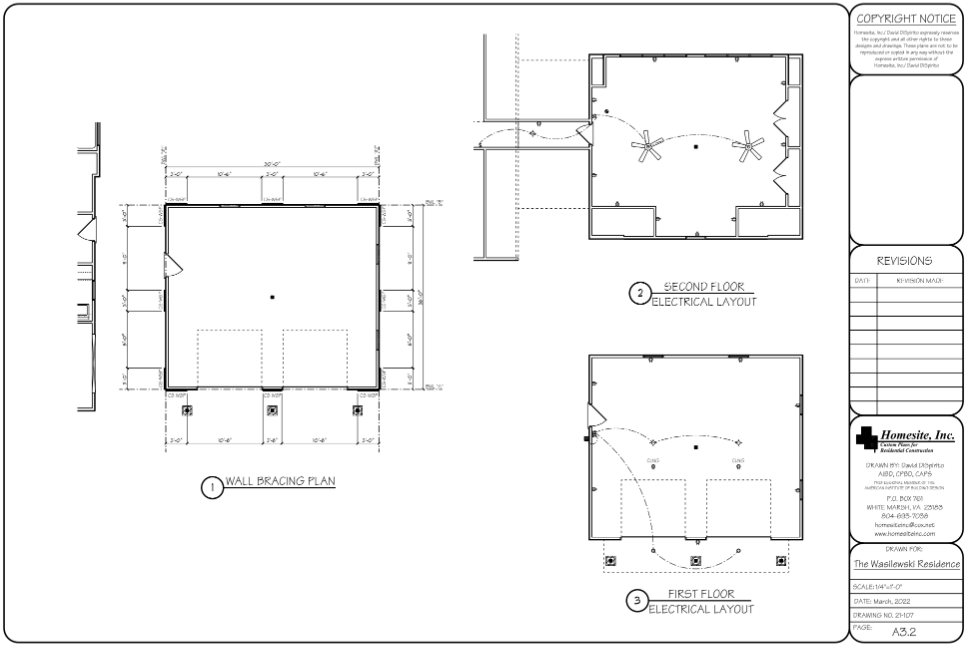 Northern Neck Home Addition Bracing Plan and Electrical Layout