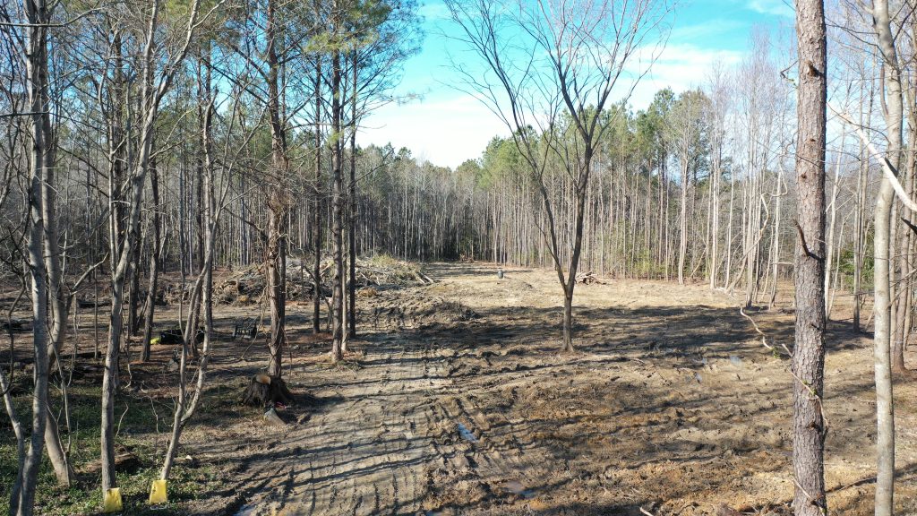 Driveway view of land cleared facing the area for New Home Build