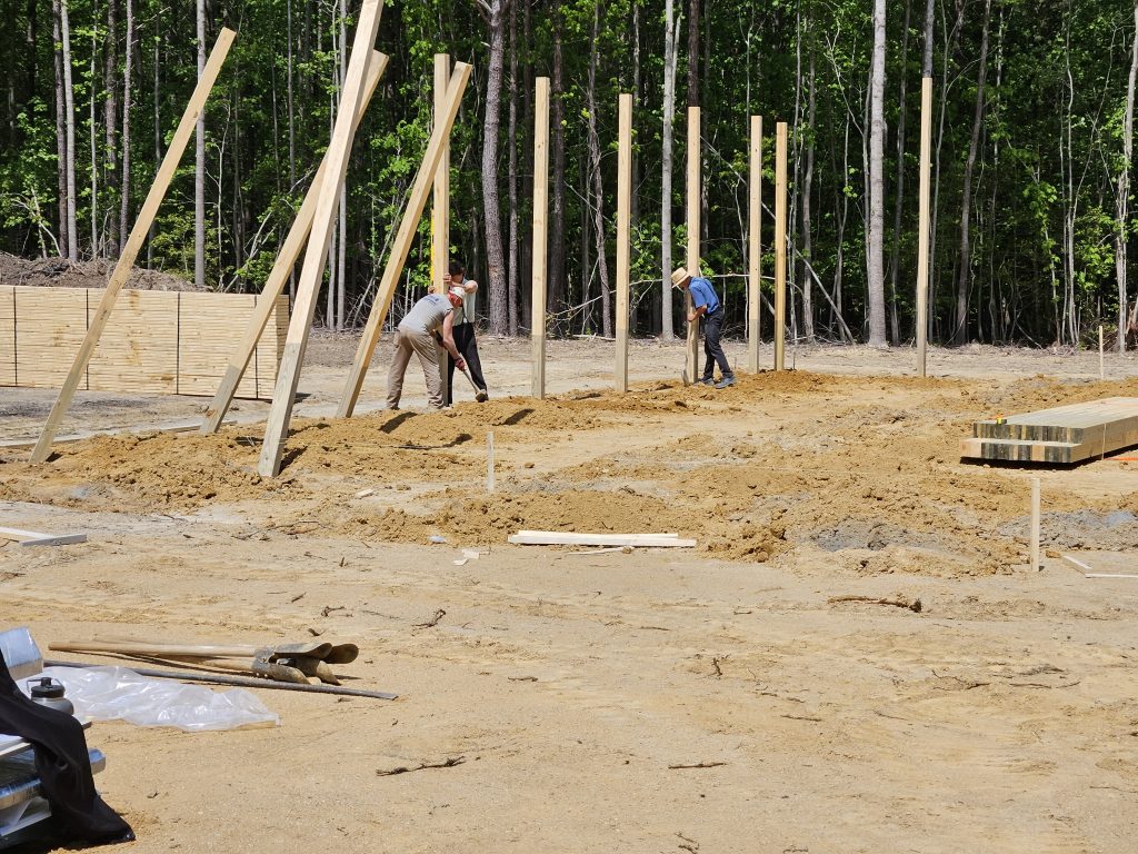 Builder starts shop construction