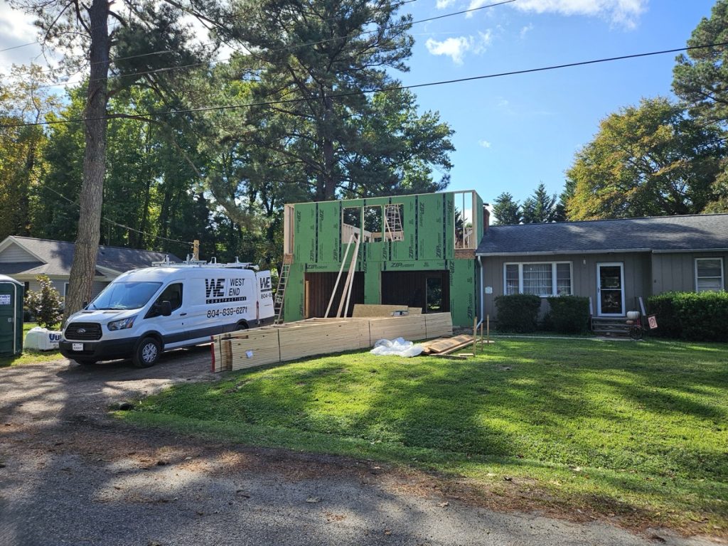 Second story framing from front