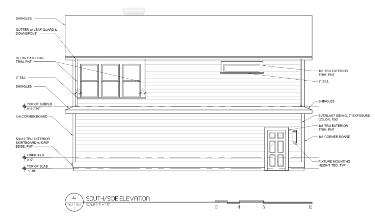 Design of South Elevation of new addition for garage and living space