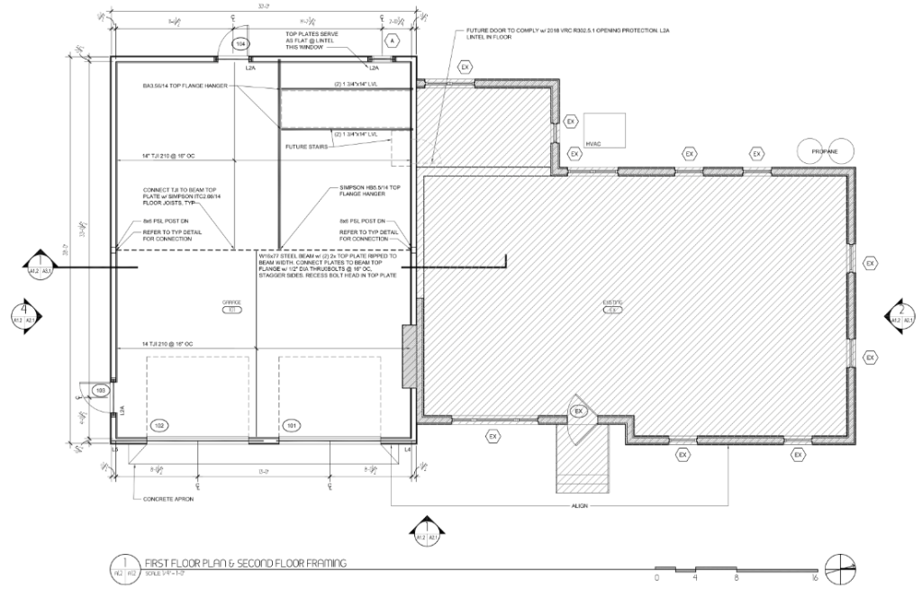 Design of Framing of new addition for garage and living space