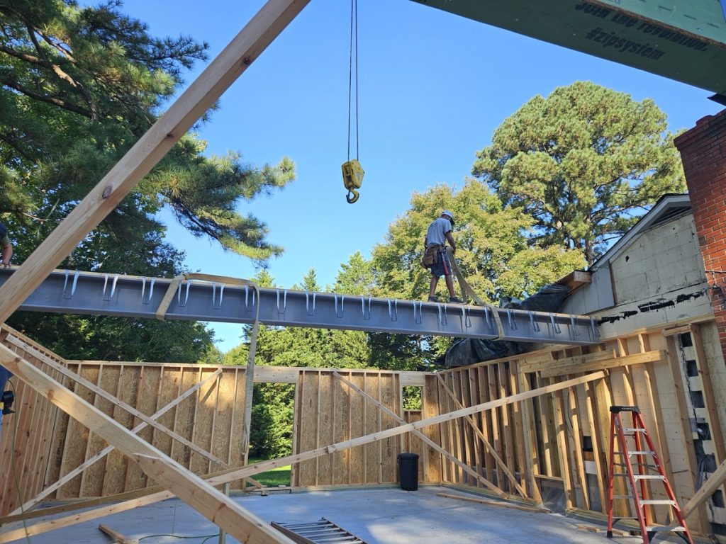 Steel Beam Positioned for new home addition